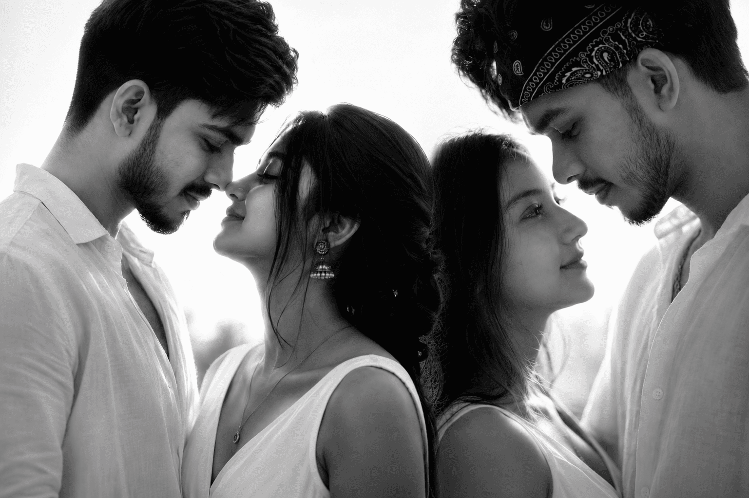 black and white couple portrait